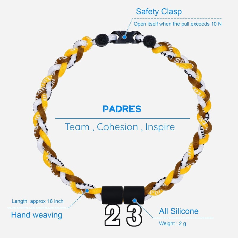 SUPBOMM Baseball Rope Necklaces, League Team Colors Braided Necklace with Number Pendant, Baseball Team Gifts - Image 2